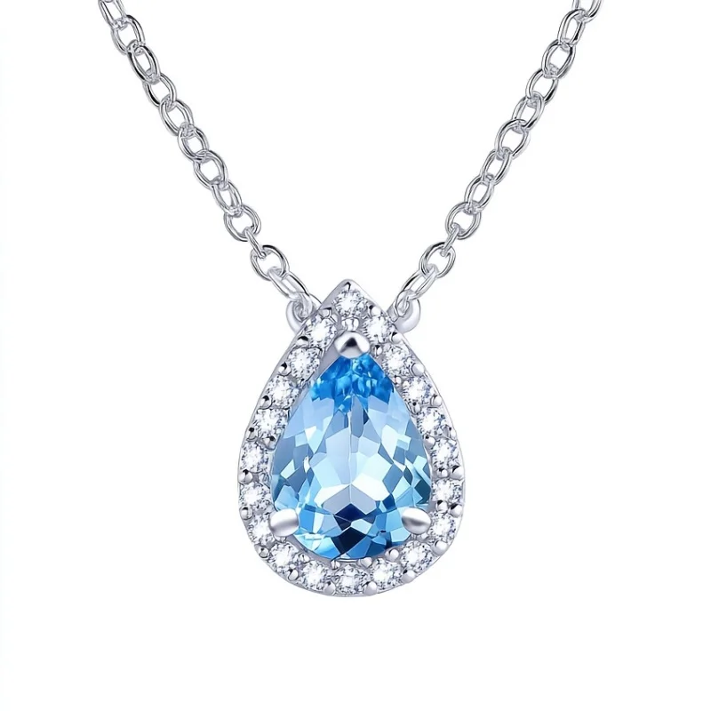 

SGARIT стерлингового серебра 925 пробы, натуральный капля воды, драгоценный камень, кулон, ожерелье с топазом для женщин, ювелирные изделия, свадебная вечеринка, прекрасный подарок