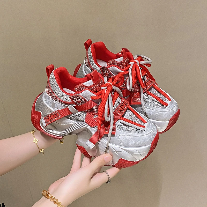 

Шикарные массивные кроссовки 6,5 см, весенняя повседневная вулканизированная обувь, женские кроссовки с дышащей сеткой на высокой платформе, женская обувь для папы