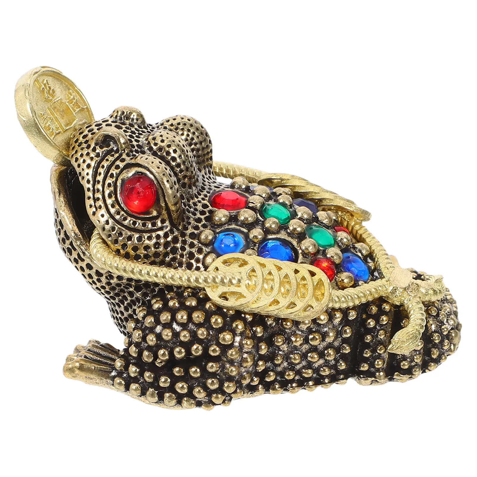 Copper Toad Statue Wealth Frog Ornament 3-Legged Hollow Design Desktop Office Decoration for Living Room Study Prosperity Symbol