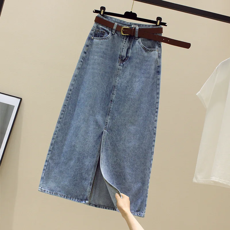 

Retro Denim Skirt Women New Fishtail Half-body Skirt High-waisted Straight A Word Split Hip Jeans Skirts Korean Casual Y2K Skirt