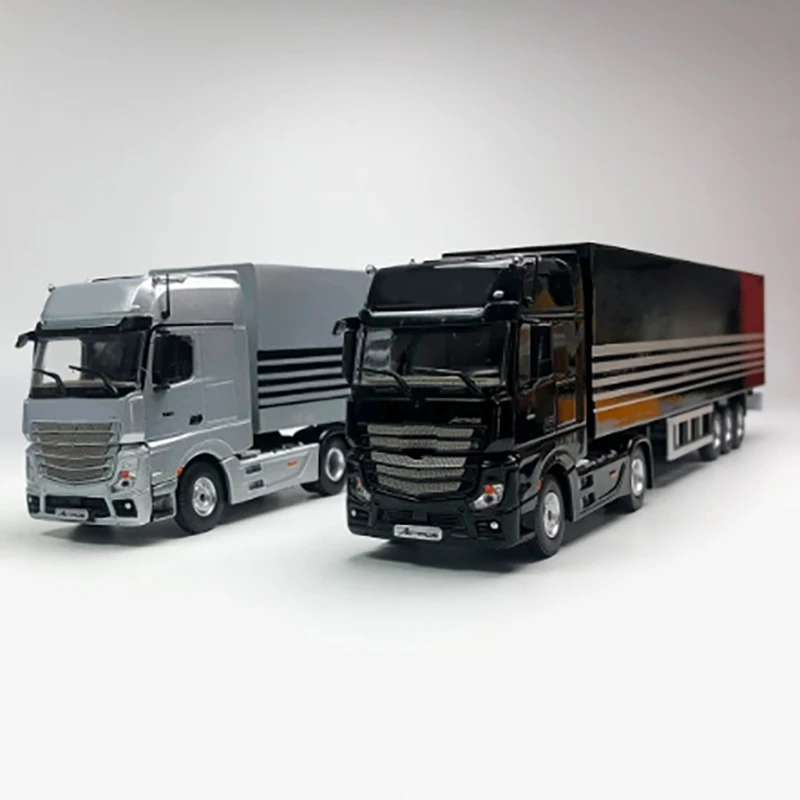 

Литой под давлением масштаб 1:64, контейнерный грузовик Actros, имитация модели автомобиля из сплава, готовый продукт на складе, коллекция хобби, орнамент, подарок