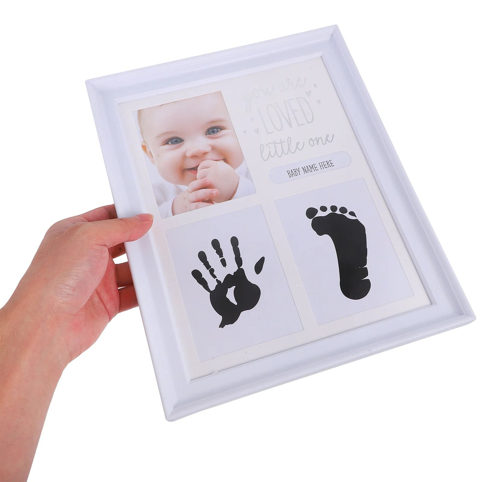 

Newborn Fingerprint Footprint Frame Baby Growth Photo Album ABS Glass PVC Cardboard Desktop Adornment Milestone Keepsake Gift