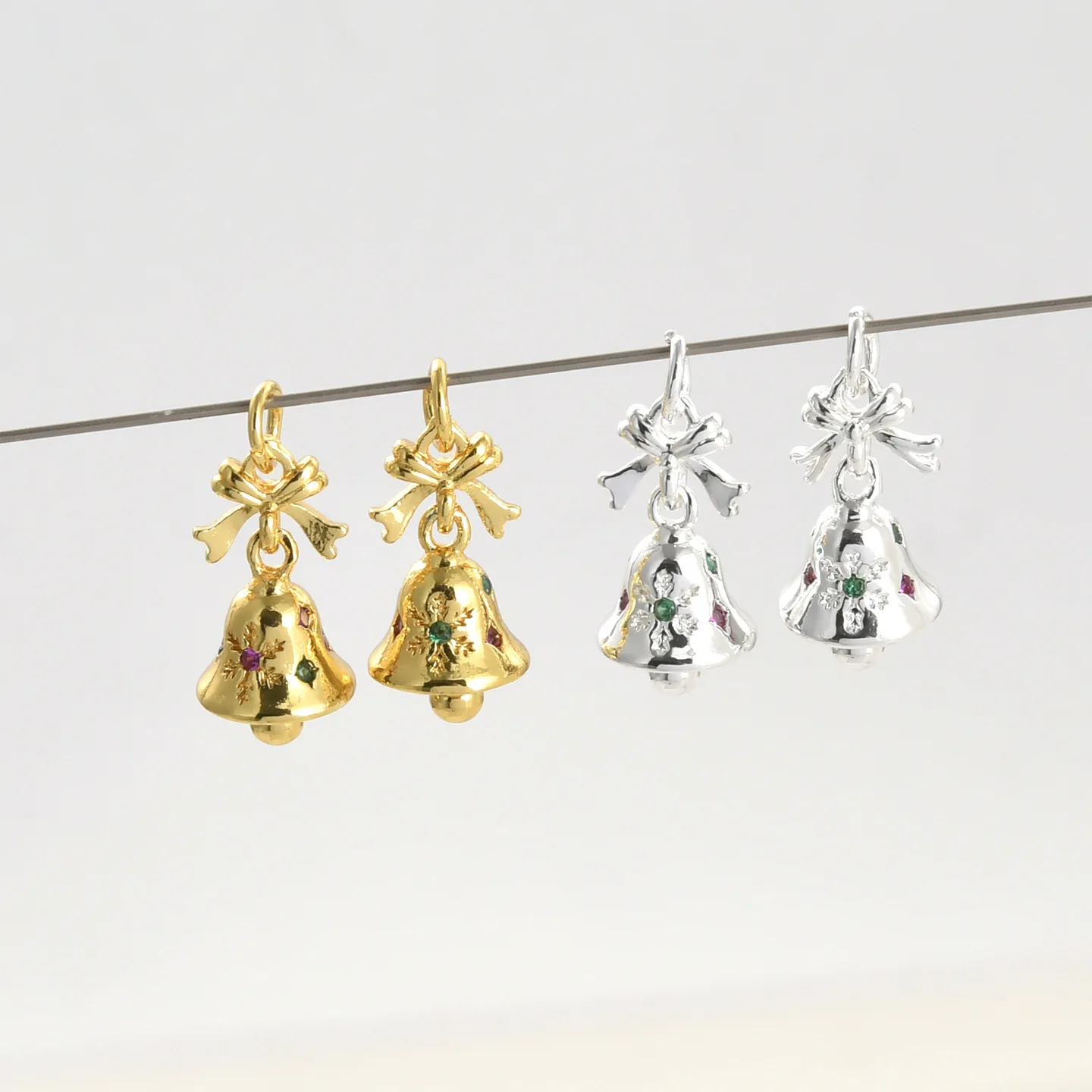 

Рождественский бант, снежинка, колокольчик, подвеска, сделанные своими руками, из 18-каратного золота, с цветоустойчивым материалом, для браслетов, ожерелий, серег, аксессуары