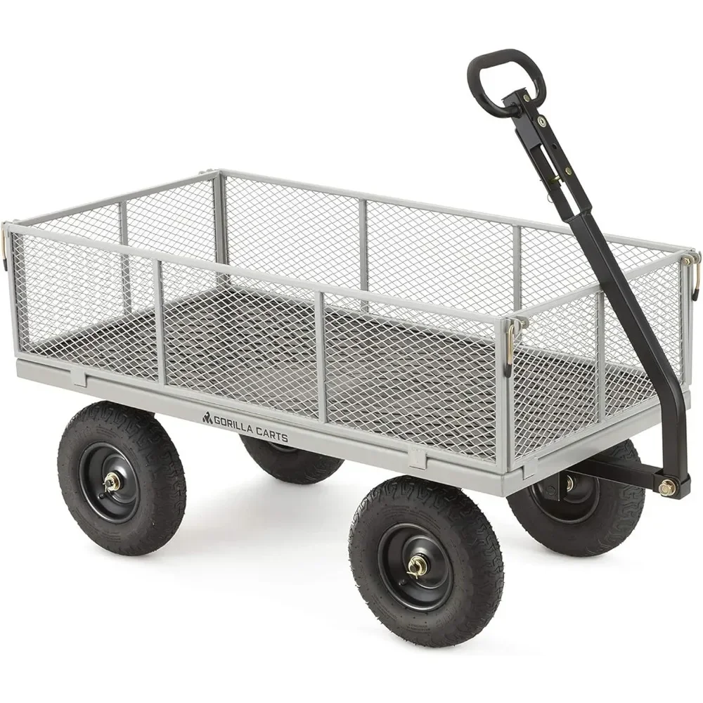 

Folding Cart Carts Steel Utility Cart Cargo Trolleys 1 000 Lb Tow Behind Yard and Garden Wagon Wheels Trolley Multi-purpose Home