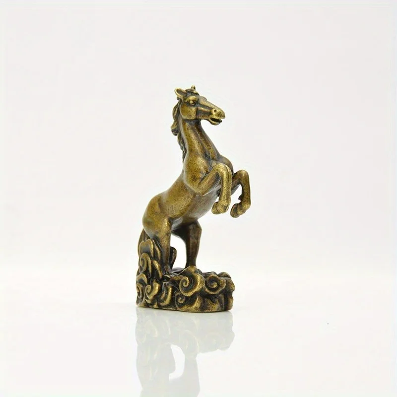 Copper Running Horse Sculpture Ornaments Retro Brass Animal Feng Shui Small Statue Office Desk Home Decorations Figurines