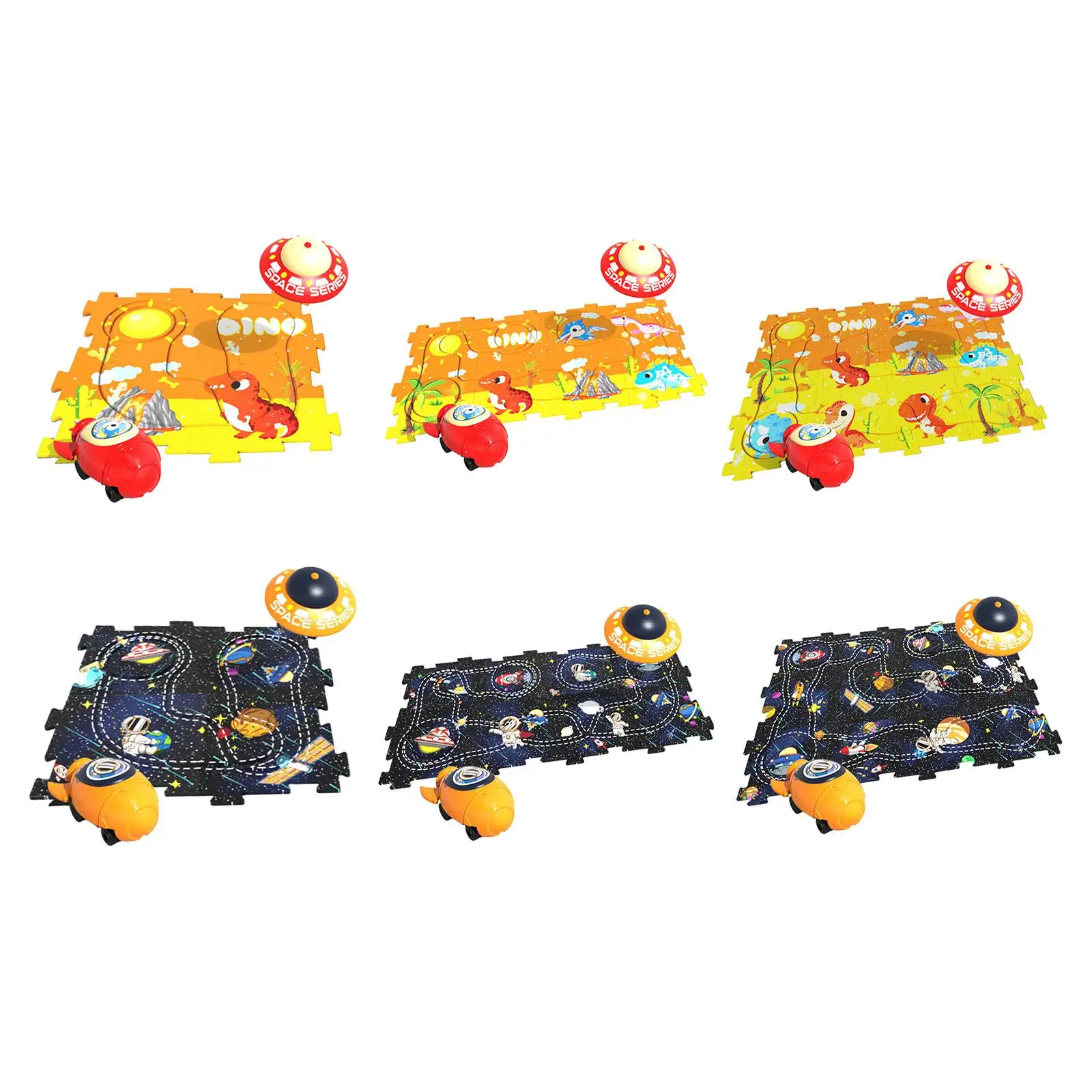 Puzzle Tracks Jigsaw Set Puzzle Play Mat Durable Brain Development Activities with Vehicle for Children 2 3 4 5 6 Year Old Party