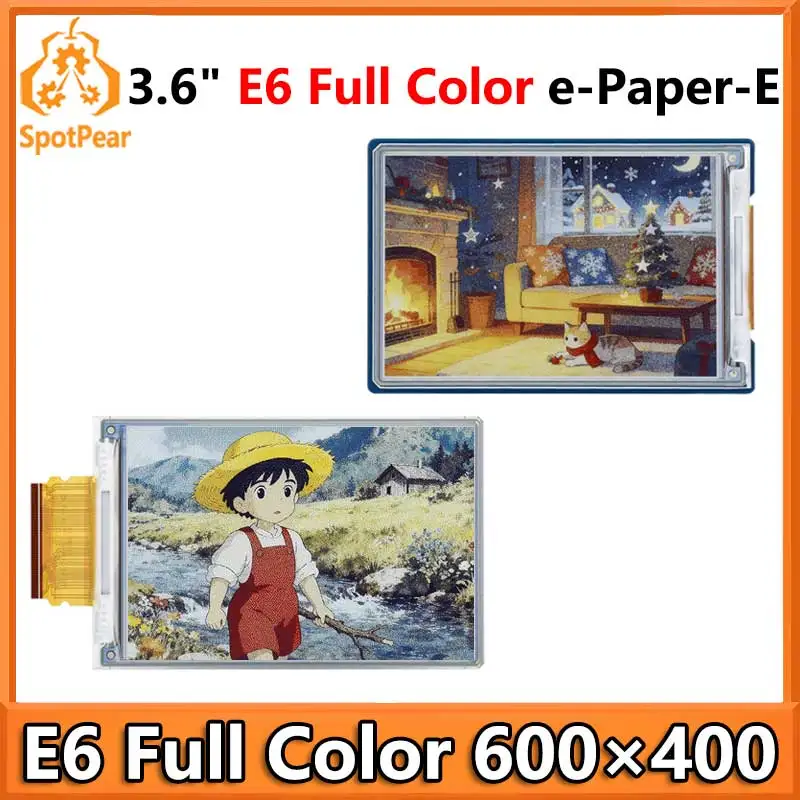 Raspberry Pi 3.6 inch e-Paper HAT+ (E) E-Ink E6 Full color 600x400 Screen Display For Arduino /STM32 /ESP32