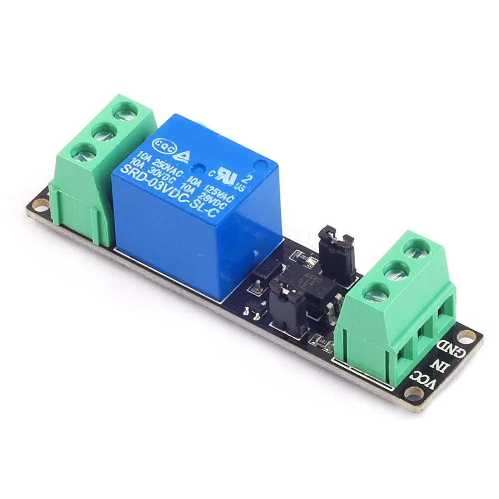 Módulo de relé DC3V de 1 canal, controlador de alto nivel, optoacoplador, relé único aislado, placa de Control de accionamiento para arduino