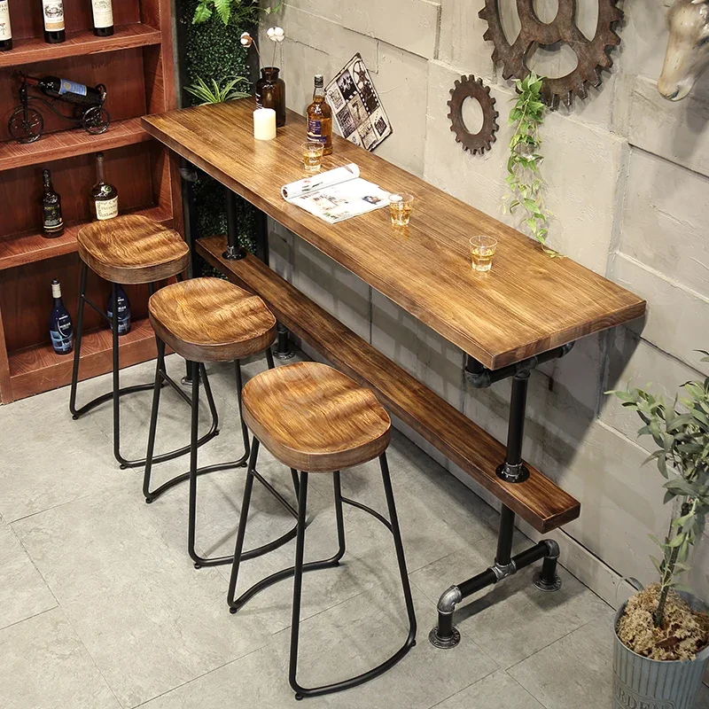 Mesa de Bar alta de estilo Industrial Vintage para restaurante, losa de madera maciza para exteriores, último diseño, 2022