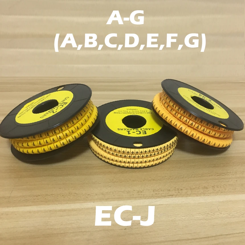 500pcs/roll A-Z A-G ABCDEFG Arabic Numerals EC-J 4-6mm Flexible PVC Print Sleeve Tube Flat Label Wire Cable Marker