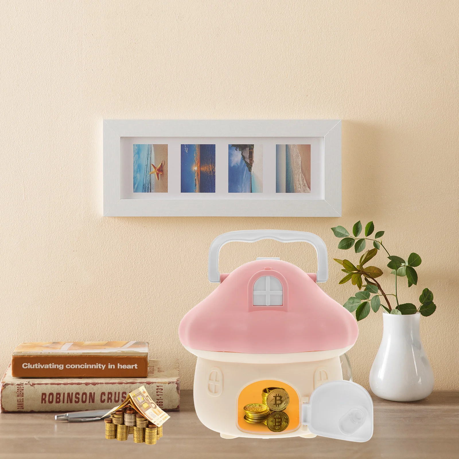 Skarbonka w kształcie grzybka, skarbonka dla dzieci w stylu vintage, ozdoba na biurko, dekoracja domu, pojemnik na pieniądze, skarbonka.