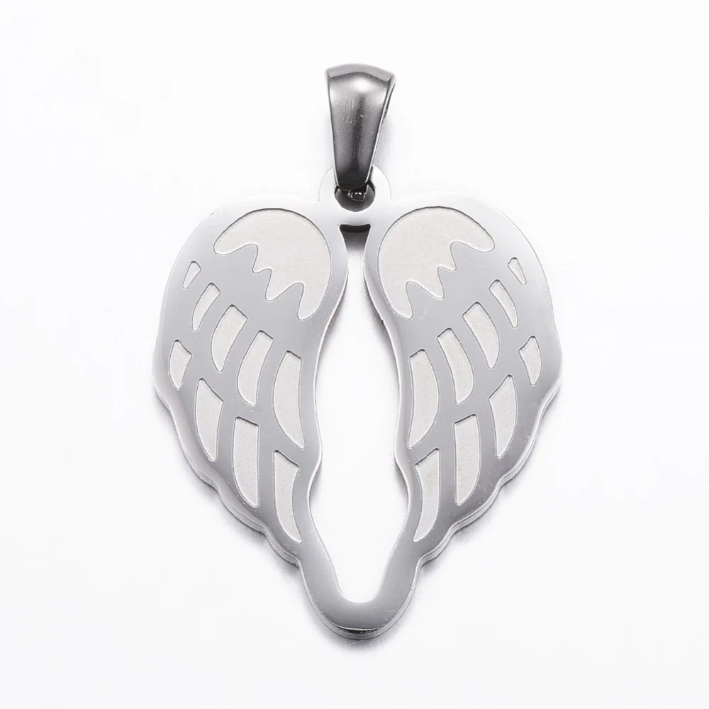 1Pcs 304 Stainless Steel Pendants Resistant Wing Pendant Charm Stainless Steel Color Pendant Accessory for Necklace Bracelet