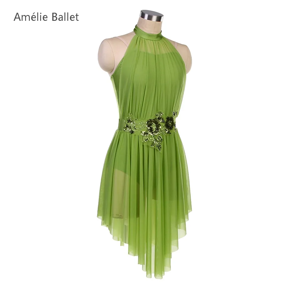 25136 ใหม่เครื่องแต่งกายบัลเล่ต์สีเขียวSpandex Bodiceบัลเล่ต์ชุดผู้ใหญ่หญิงบัลเล่ต์ & Lyrical & ร่วมสมัยเต้นรําเครื่องแต่งกาย