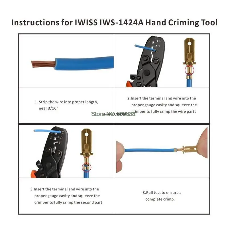 IWISS Wire Clamp Open Barrel Terminal Crimper Plier Tool for Molex Style DELPHI AMP TYCO Terminals Crimper Open Barrel 24-14 AWG