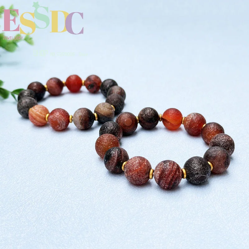 Natural old agate bracelet frosted men and women new style Gobi colorful bracelet high-end gift choice