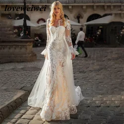 Mermaid Sexy Wedding Dresses Lace Trumpet Wedding Gown Sheer Shawl Bridal Dress Sweetheart Appliques Custom Sizevestido de noiva