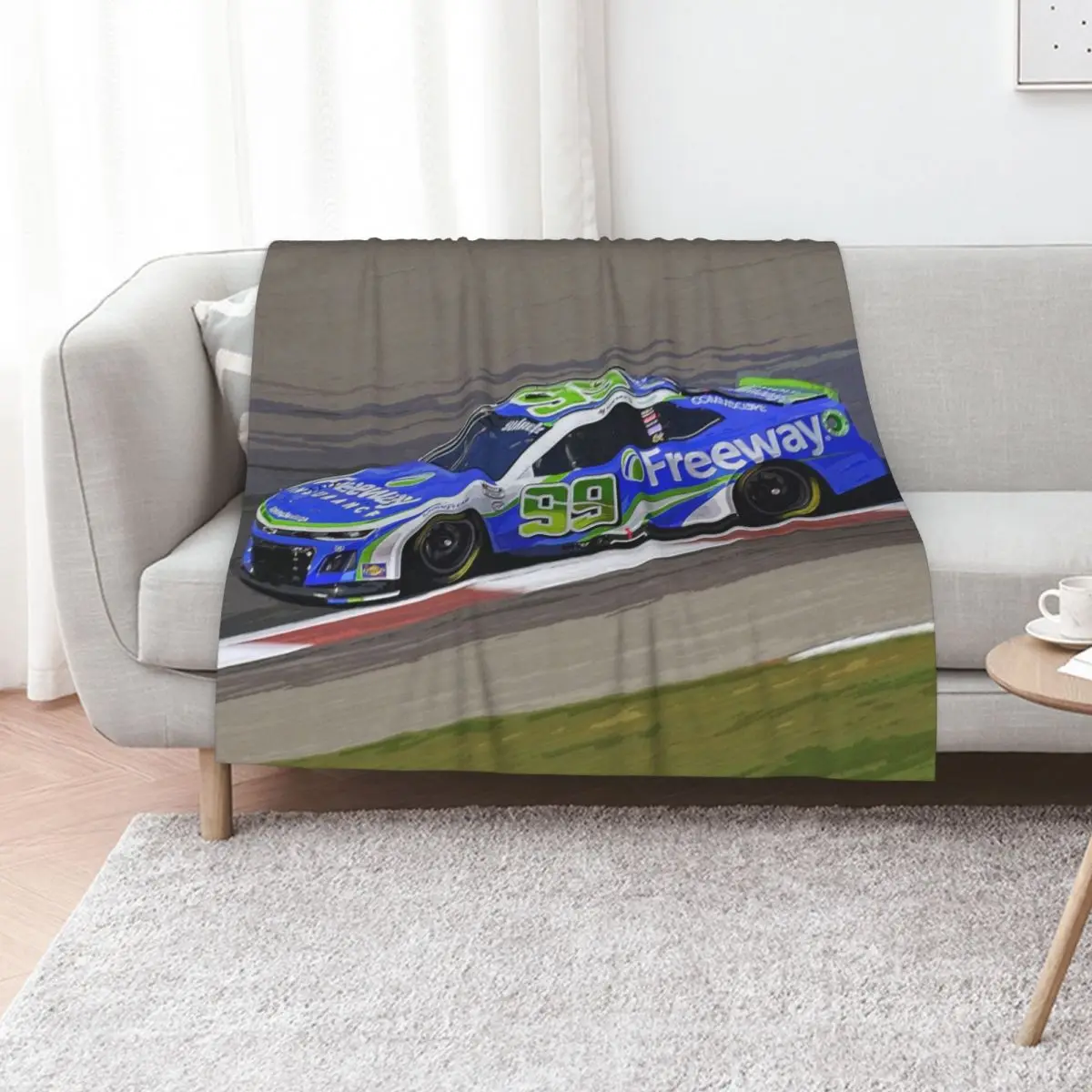 

Daniel Suarez racing his 2023 nascar racecar Throw Blanket Soft Flannels Beautifuls Tourist Blankets
