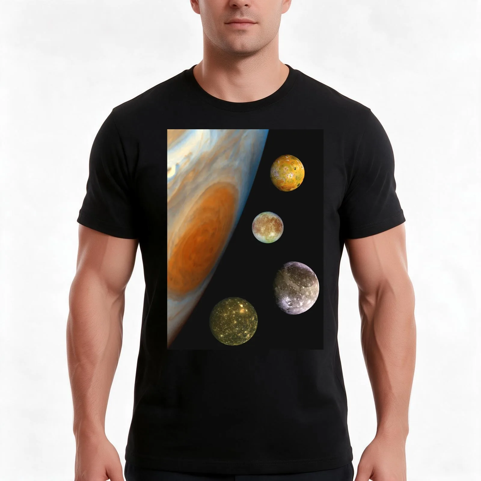 Jupiter, Io, Europa, Ganymede, Callisto Space T-Shirt, Summer Casual Cotton Tee, Oversized Streetwear Tops, Unisex Men Women