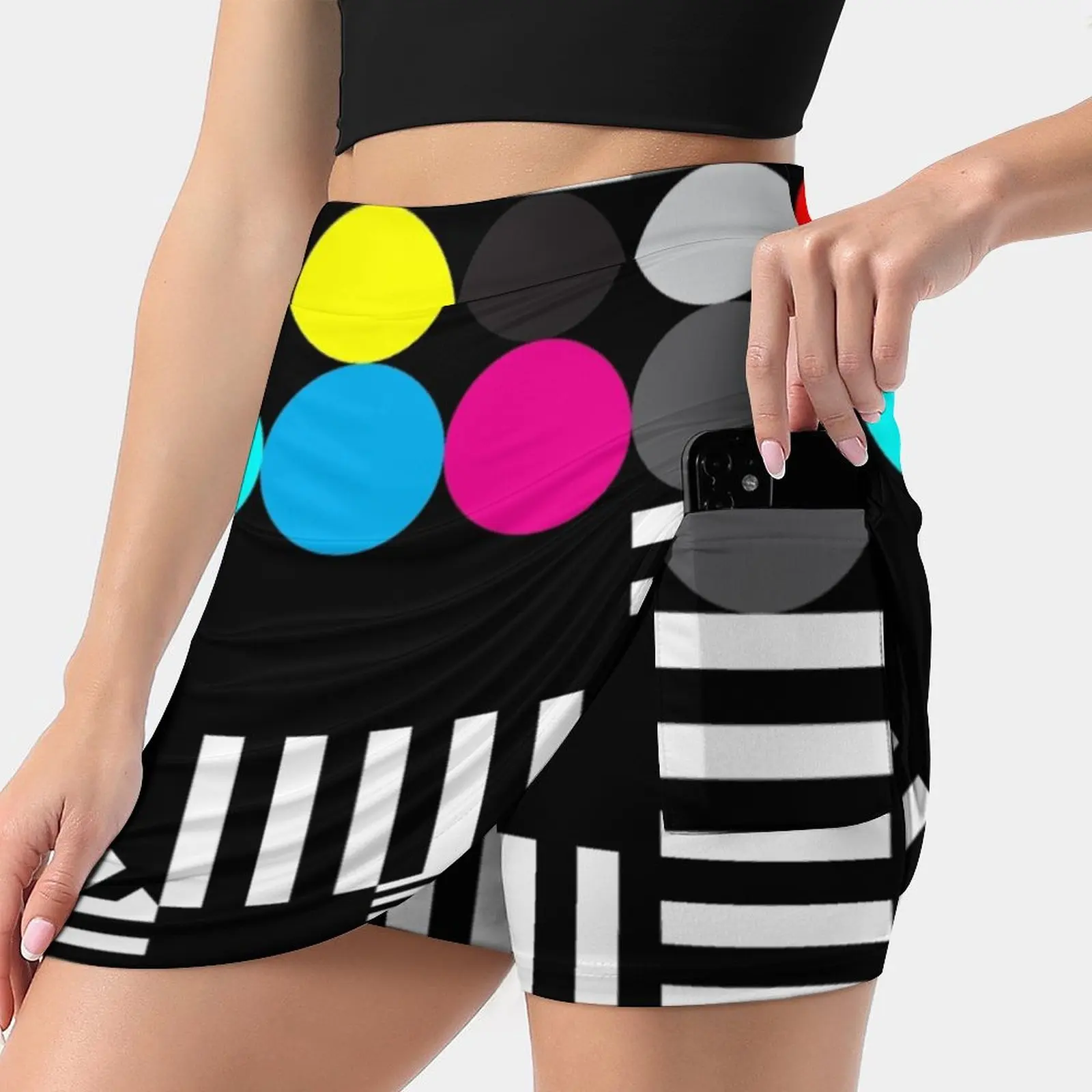 Extreme Tone Test Pattern With Colour Women Sports Skirt Tennis Golf Dance Fitness Running Yoga Skirts Ladies Short Skirt Skirts