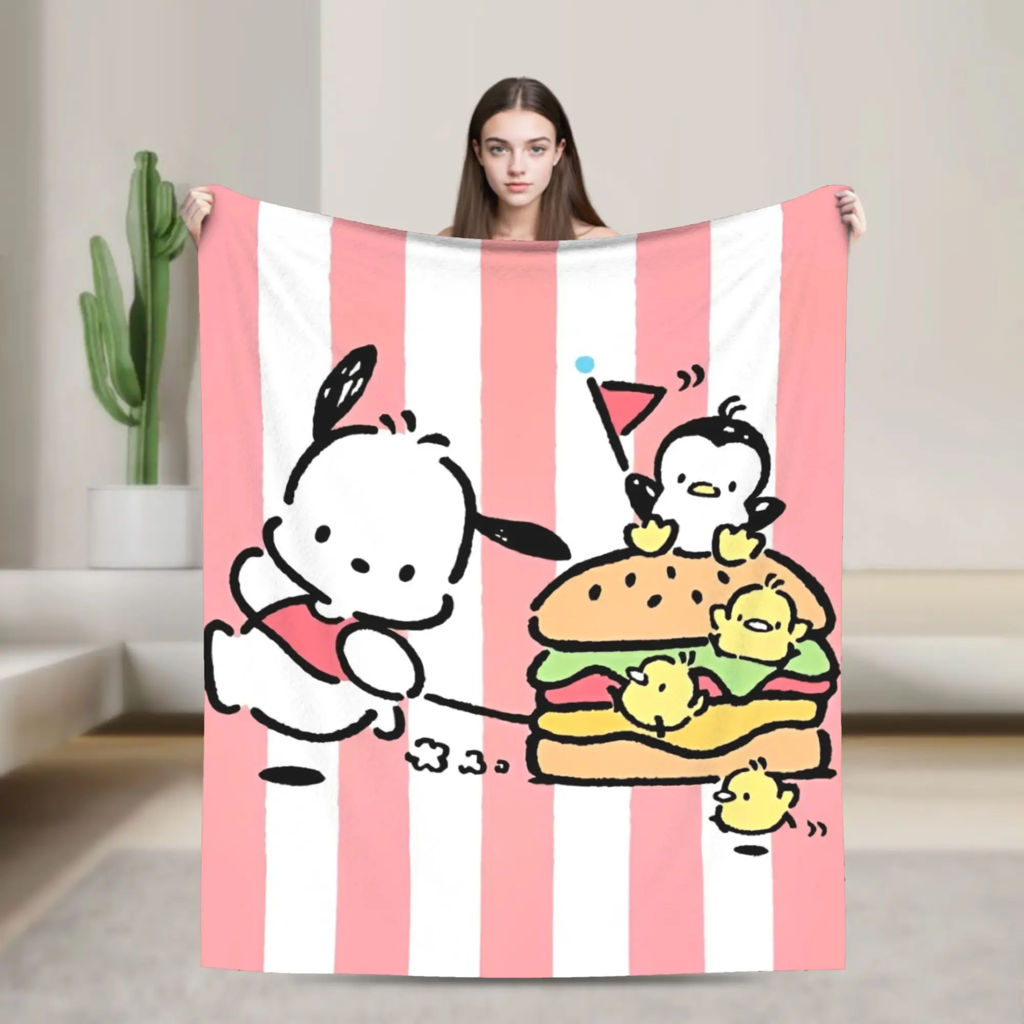 

Pochacco Hamburg Вязаные одеяла Фланелевые пледы Постельные принадлежности Украшение дивана Легкое покрывало,