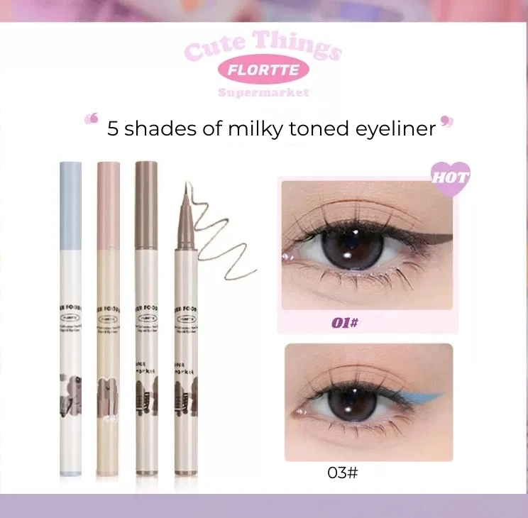 FLORTTE Flower Bear Eyeliner Pencil Low Saturation Colour Milk Tones Long-lasting Extremely Fine Waterproof And Smudge-Free