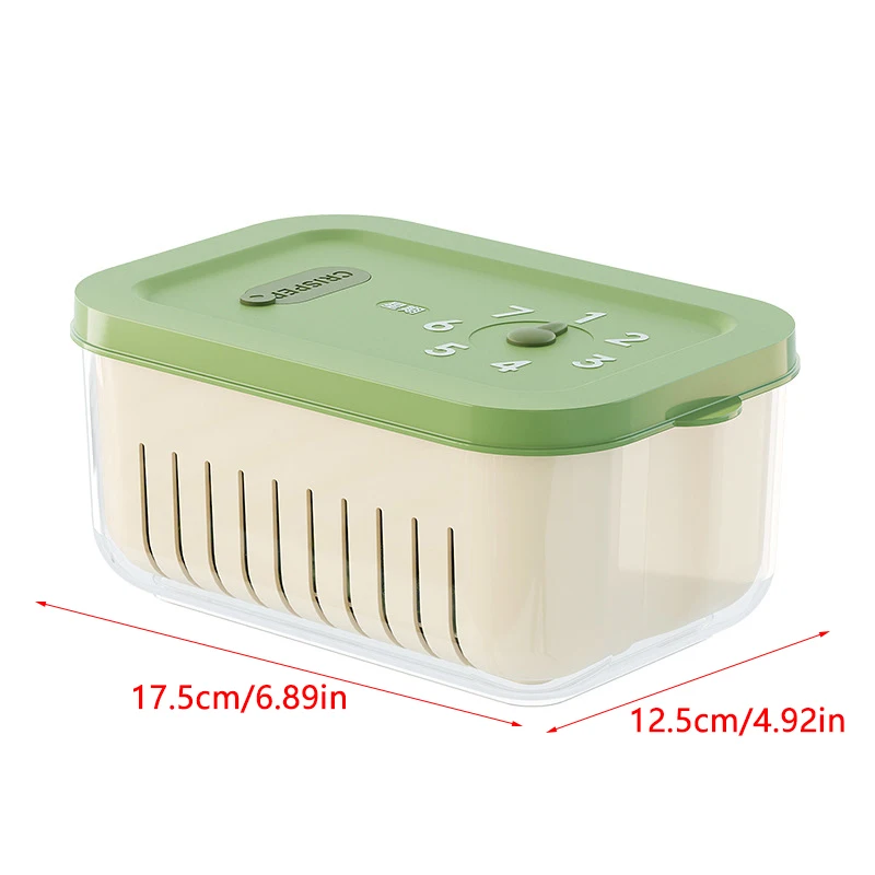 1pc Refrigerator Timeable Frozen Fruit Meat Vegetables Leak Proof Fresh Seal Box Case With Drain Basket Seasoning Case