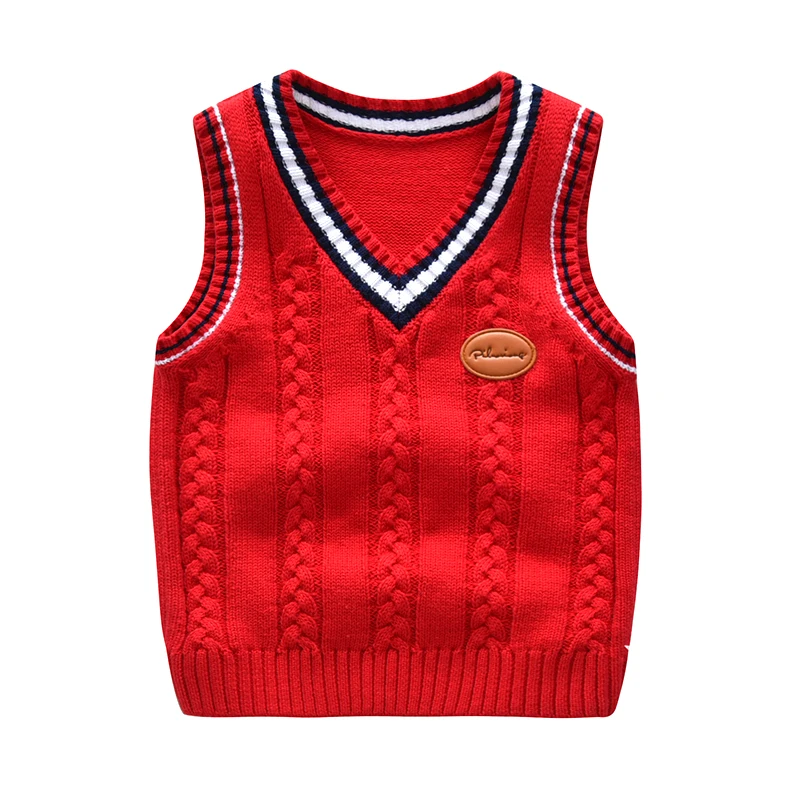 School Uniform Autumn Children\'s Vest Sweater Kids Knitted Pullover Outerwear Coat For Teen Boys Girls 2-6 Years Tops Waistcoat