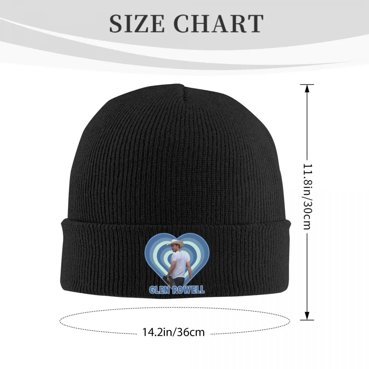 Glen Powells Big Heart Knitted Hat for Women Men Beanies Autumn Winter Hats Crochet Cap