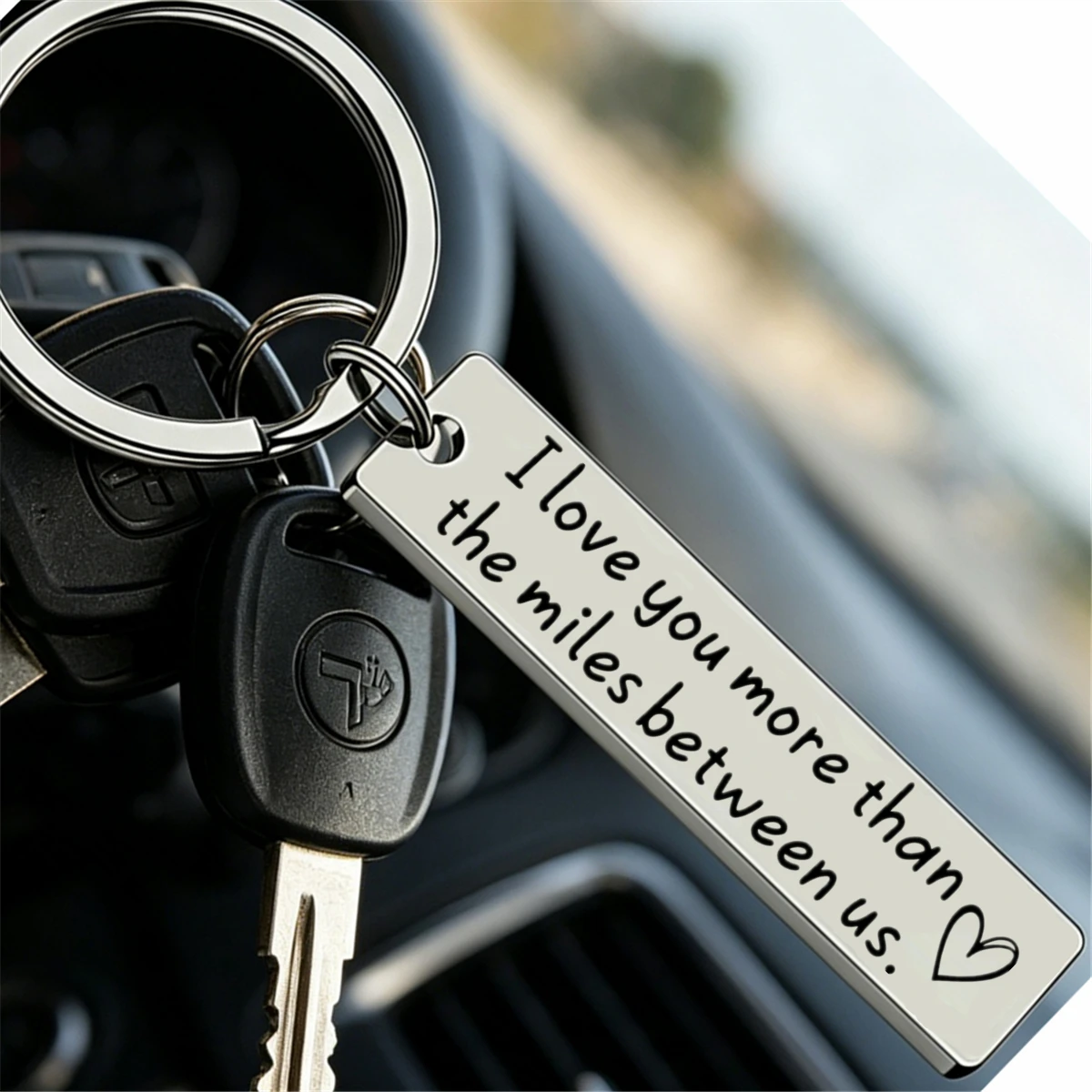 1Pc Long Distance Relationship Keychain I Love You More Than The Miles Between Us Engraved Key Ring Romantic Gift For Boyfriend