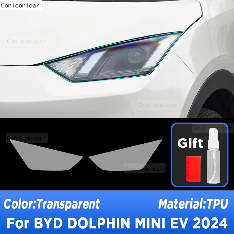 Car Headlight Protection Transparent Anti-Scratch Protective Film TPU Stickers For BYD Dolphin Mini Seagull EV 2024 Accessories