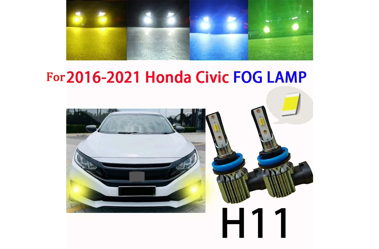 

2pcs For Honda Civic 2016-2021 FOG lamp LED BULB lamp Spotlight Sport Light Car Halogen Replacement H11