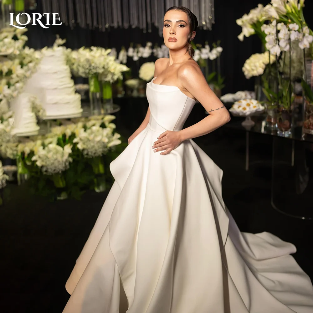 

LORIE Elegant Strapless Wedding Dresses Pleated Backless Beach Bridal Gown Sweetheart Random Ruched Customized White Bride Dress