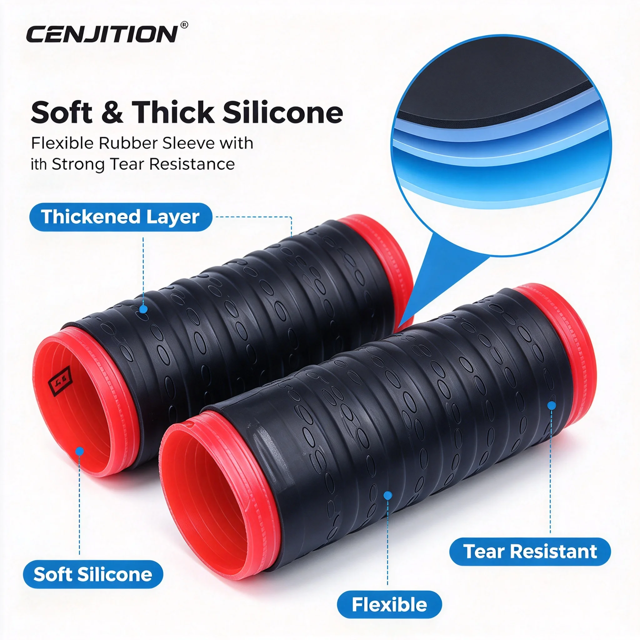 CENJITION 2pcs Universal Silicone Non Slip Motorcycle Handlebar Grip Covers Sleeve Protector Handle Cover Motorcycle Accessories