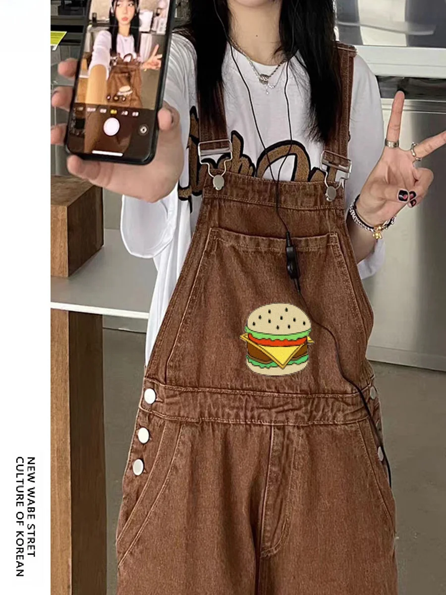 Macacão de Denim Browan Dopane para Mulheres, Outono Inverno, Estilo Retro Americano, Tamanho Pequeno, Macacão Casual de Cintura Alta