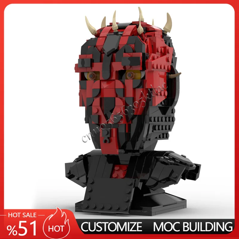 592 pçs moc estrela batalha uma grande aparência darth maul cabeça capacetes modelo blocos de construção empilhamento tijolos criativo brinquedo do miúdo presentes diy