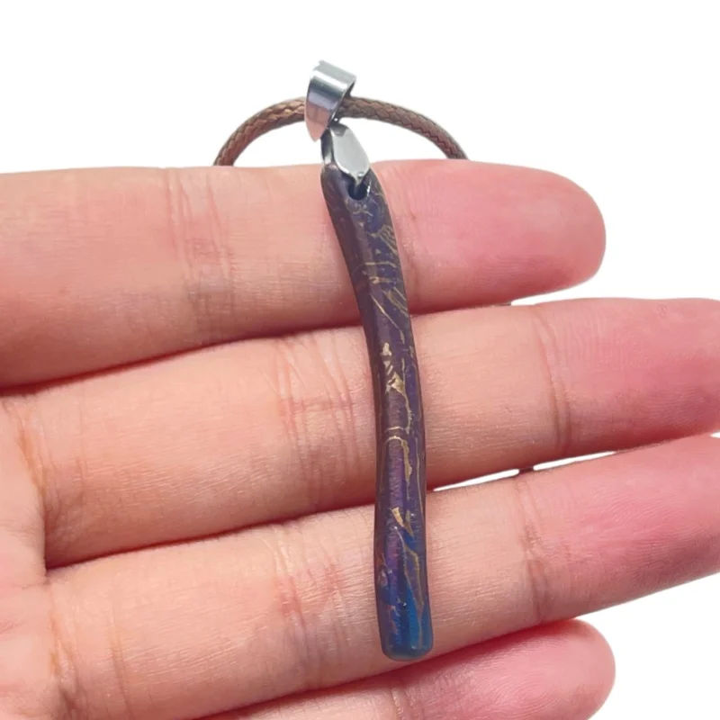 Real Muonionalusta Iron Meteor Thin Rod Colorful Coated Pendant Extraterrestrial Rock Braided Rope Necklace LK490 view 3