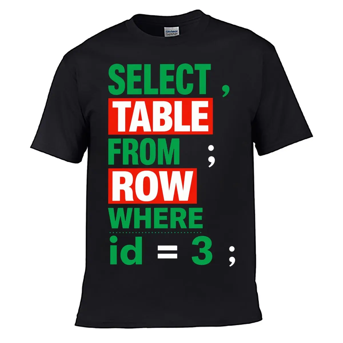 Colorful SQL Query Typography Remix Solid Washed Vintage Tee Distressed Loose