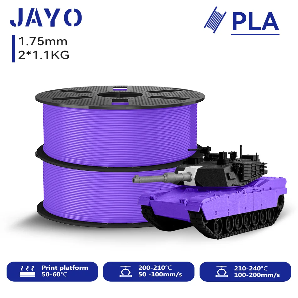 JAYO 2,2 kg 3D-PLA-Druckerfilament 1,75 mm, ungiftig und blasenfrei, PLA-Kunststoff als 3D-Druckfilament für 99 % der 3D-FDM-Drucker und -Stifte