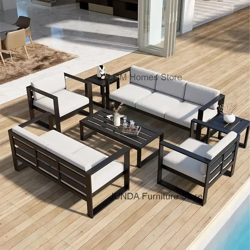 

Садовые диваны из алюминиевого сплава, водостойкий солнцезащитный крем, уличная мебель, домашний двор, балкон, садовый диван, журнальный столик, комбинация L