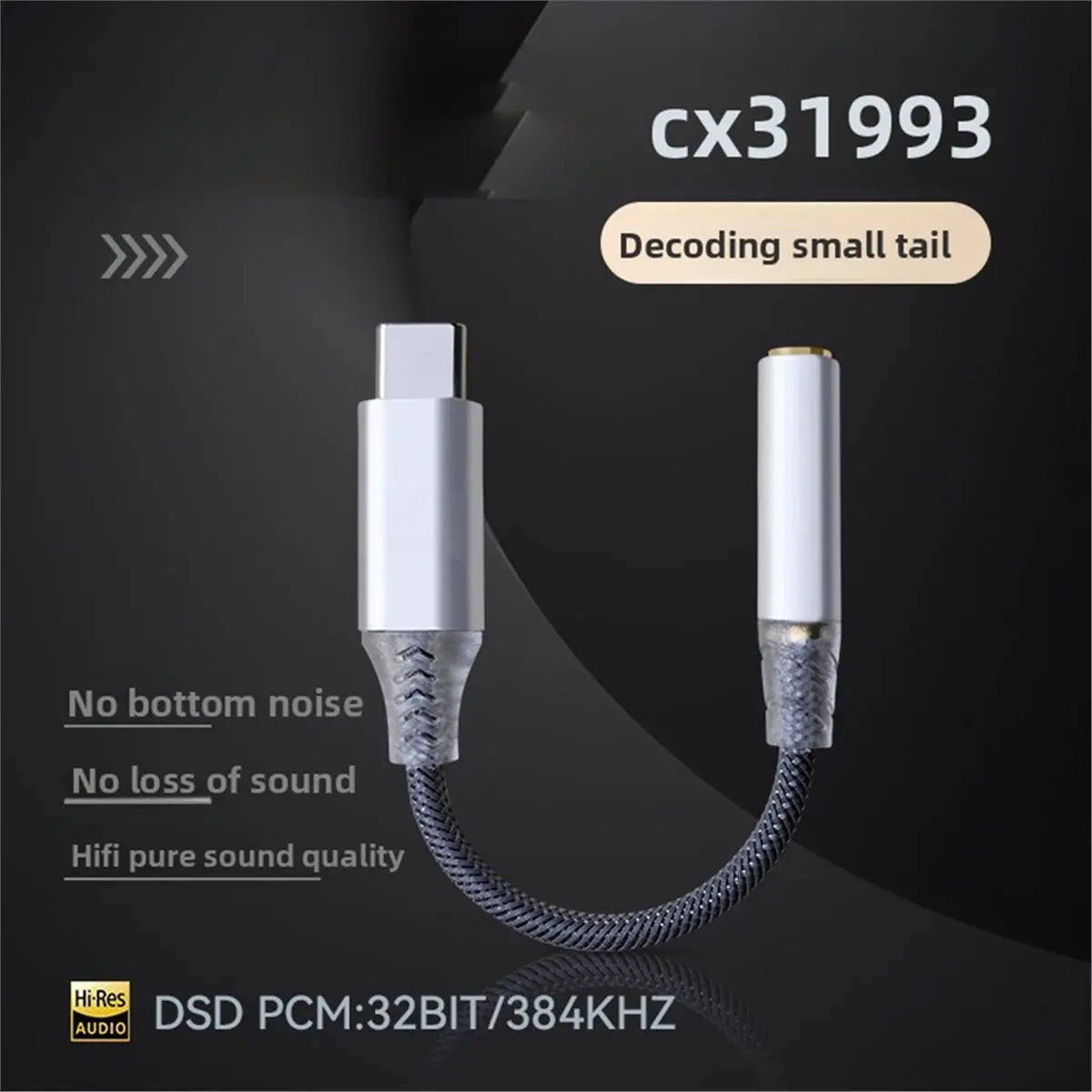 (A23G) Type-C Digital Decoding Headphone Amplifier CX31993 Chip 3.5mm Adapter Decoding Audio Amplifier for Phone Tablet