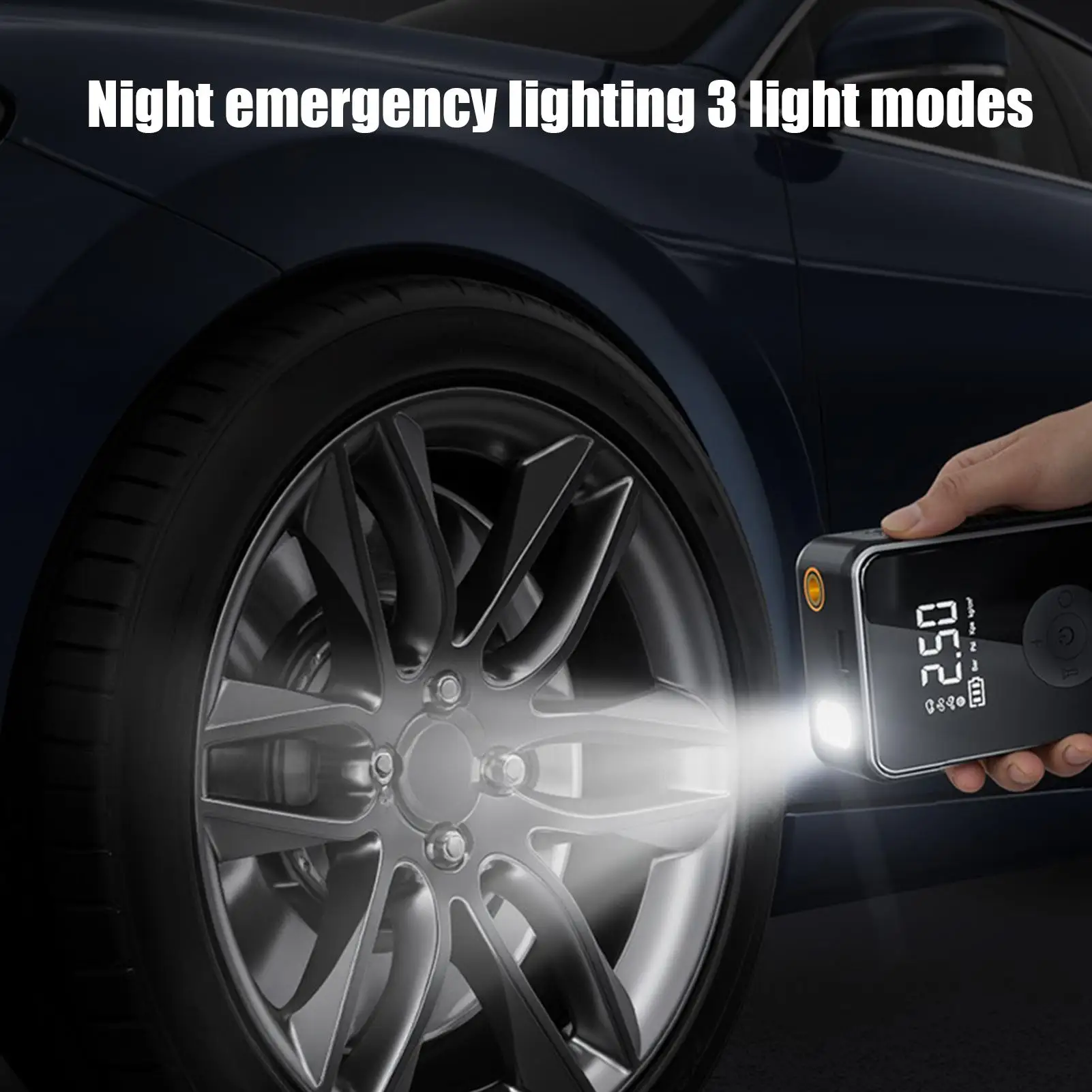 Car Mounted Inflation Pump Digital Display Cordless Inflator With Light Rechargeable Electric Air Pump With Auto Shut-Off