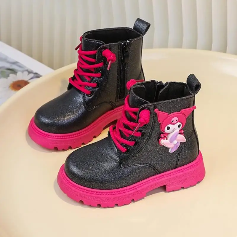 Martin Boots Sanrio Kuromi Girl Thick Bottom Boots Winter Non-Slip Rubber Sole Hello Kitty Kawaii New Product Fashion Gift