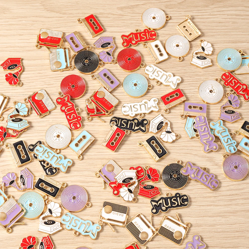 10 Stück Niedliche Emaille-Anhänger mit Musik-, Radio- und Kassettenmotiven für die Herstellung von DIY-Schmuck wie Ohrringen, Halsketten, Schlüsselanhängern und Accessoires – Detail 3