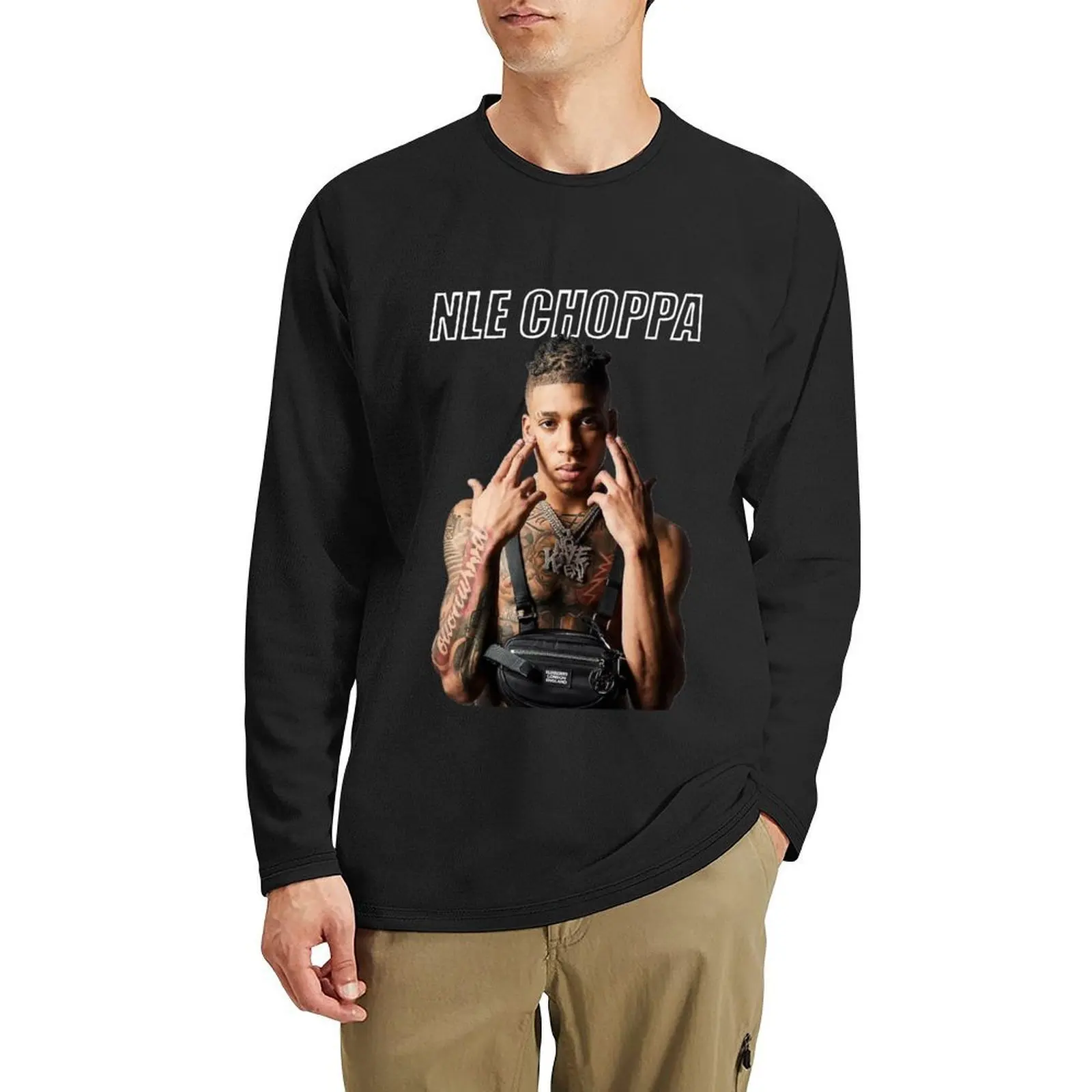 

NLE CHOPPA Long T-Shirt shirts graphic tees heavyweight t shirts custom shirt man black for men