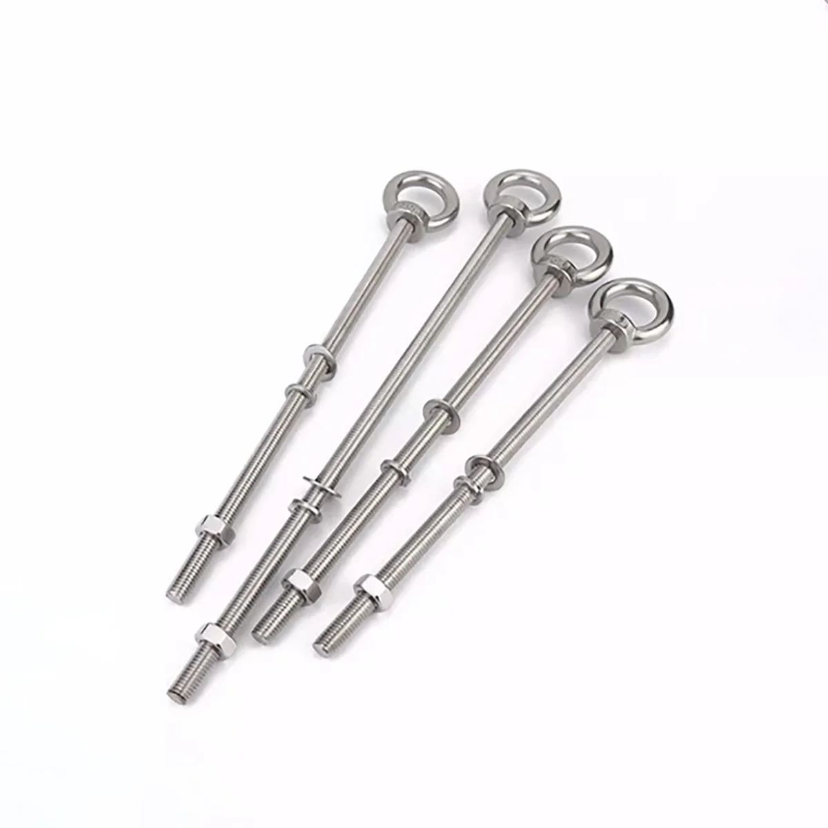 304 Stainless Steel Extended Lifting Ring Screw With Ring Bolt/ Wall Penetrating Screw With Nut Spring Washer Flat Washer M4-M20