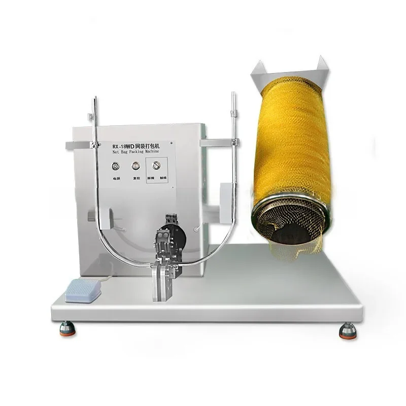 Mesh bag packaging machine for braised egg, navel,orange,corn,walnuts,potatoes, garlic,ginger,mesh bag automatic bagging machine