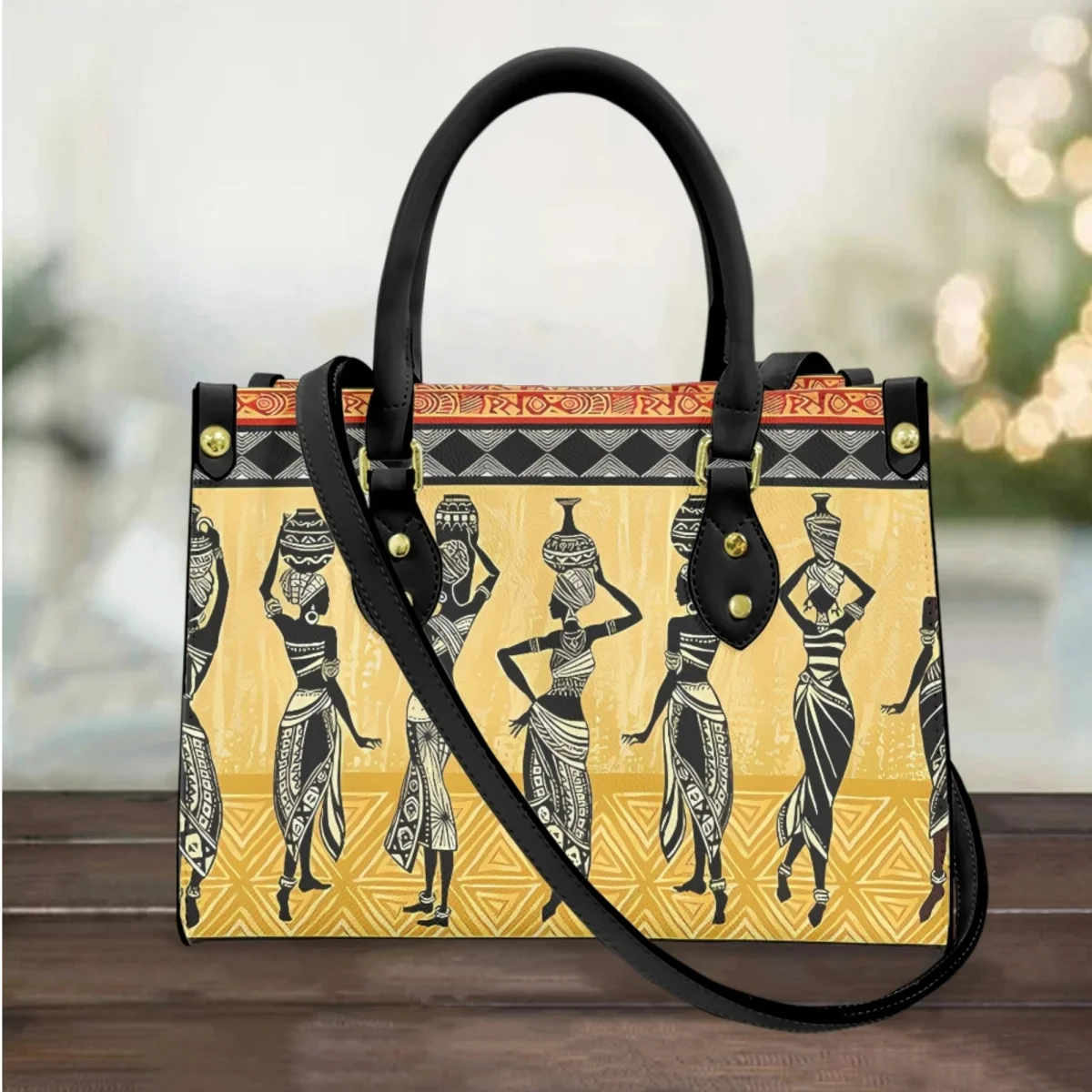 Vintage Black Woman African Culture Designer Clutch Bag PU Leather Small Commuter Coin Purse Top Handle Fashion Shoulder HandBag