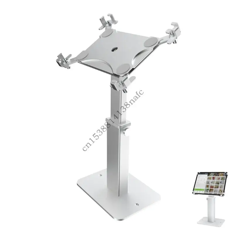 

594F Heavy Duty Adjustable Height Tablets Stand With 360 Rotation For 9.7" 13" Devices Secure Commercial Use Steel Aluminum