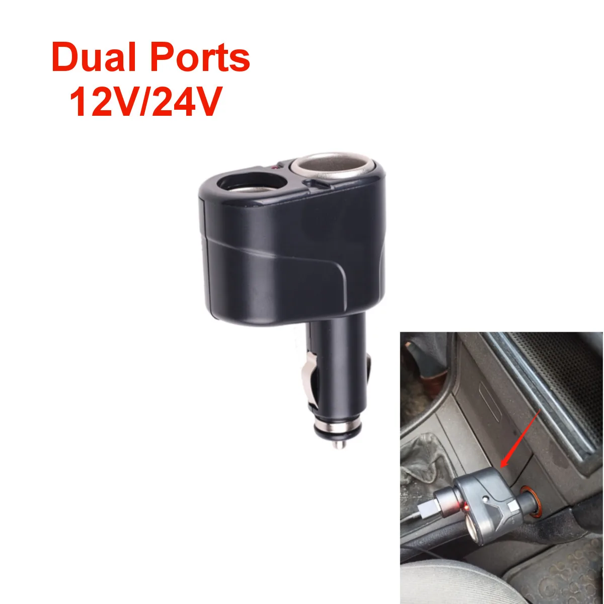 12V/24V Dual Port Car Cigarette Lighter Dispenser for Motorcycle Dinghy Off-Road Vehicle