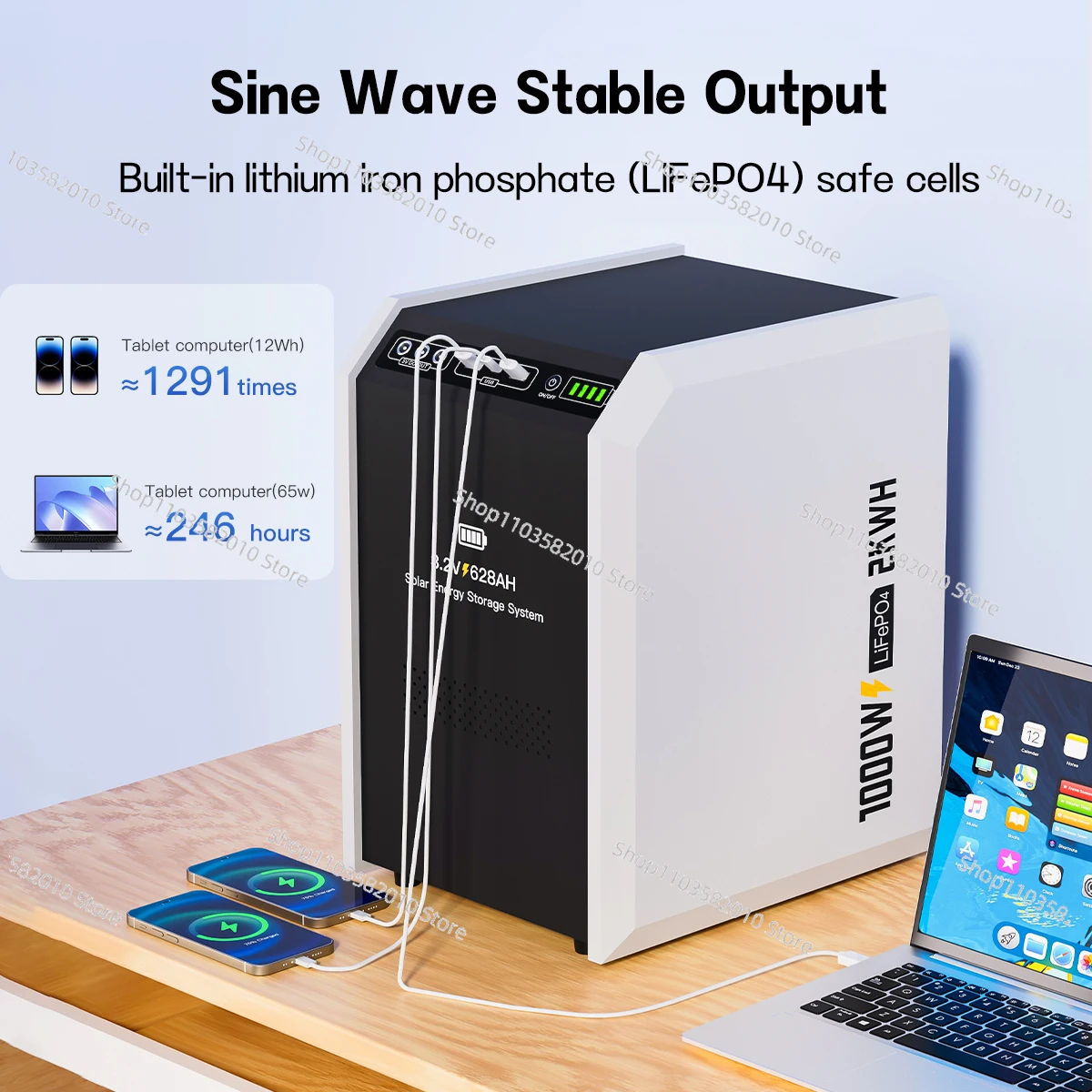 High quality 220V 1000W portable solar power station outdoor camping LiFePO4 battery solar generator